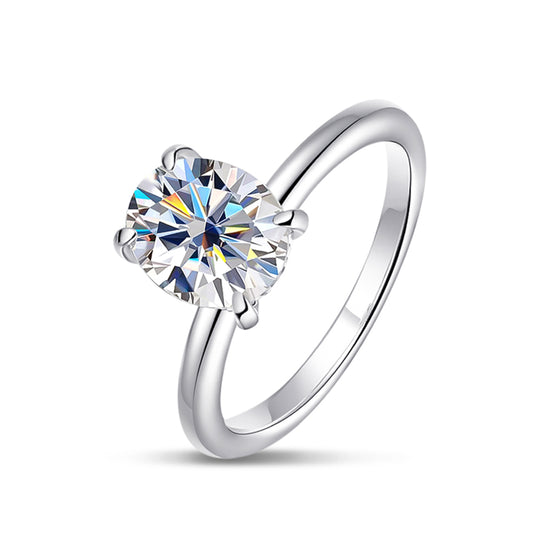 Anel Solitário Oval Moissanite Slim