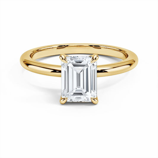 Anel Moissanite Esmeralda Slim Banhado a Ouro 18k