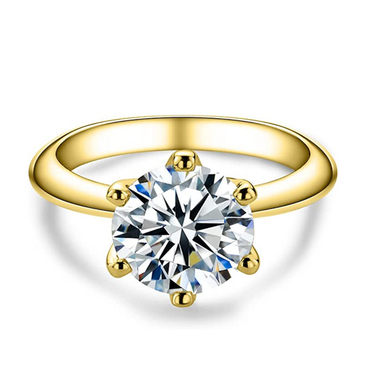 Anel Solitário Brilhante Moissanite Gold - Loratta 