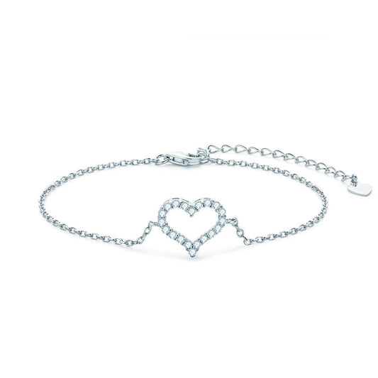 Bracelete Pure Love Moissanites e Prata Folheada à Ouro Branco 14k - Loratta 