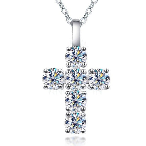 Colar Crucifixo Moissanite em Prata banhada a ouro 18K - Loratta 