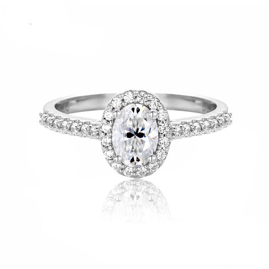 Anel Oval Slim Moissanite Cravejado - Loratta 