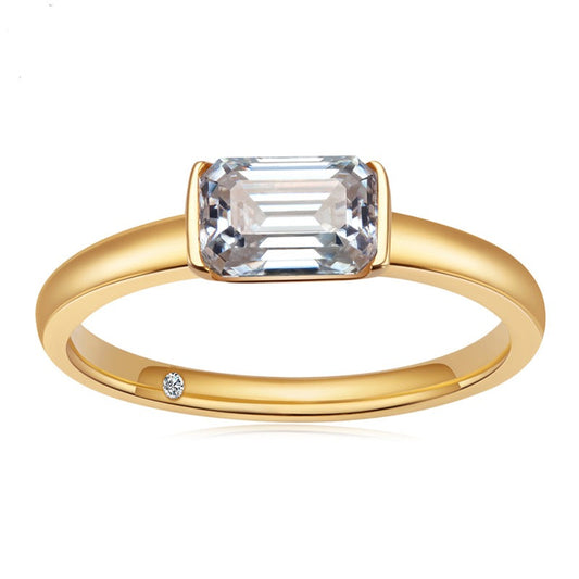 Anel Soft Esmeralda Moissanite - Loratta 